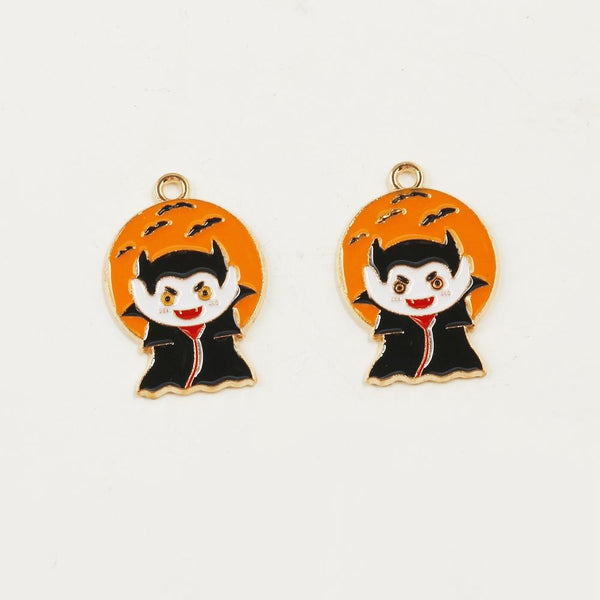5 Halloween Dracula Vampire Enamel Charms Pendant 25mm Jewellery Making C329
