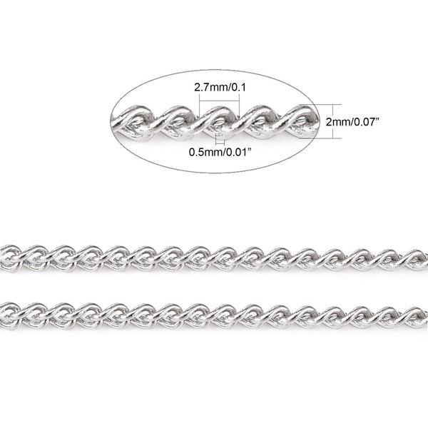 Stainless Steel 304 Fine Curb Chain 2.7mm x 2mm Jewellery Making STA28