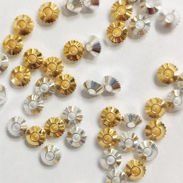 FACETED BICONE SPACER BEADS 4mm 50 PER BAG SILVER OR GOLD