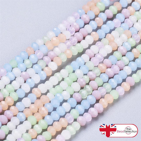 Tiny Mixed Faceted Glass Rondelle Round Beads 3mm x 2.5mm 180+ 1 STRAND GLS128