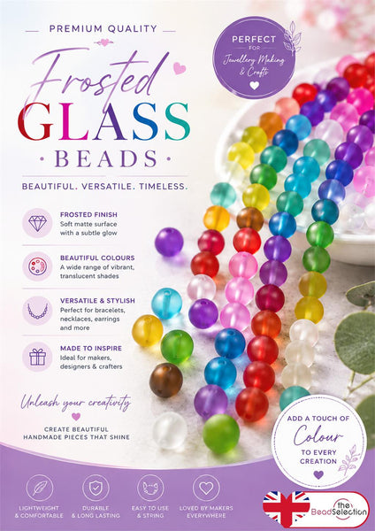 Crystal Frosted Glass Beads Round 20 Colour Choice 4mm 6mm 8mm Jewellery Making