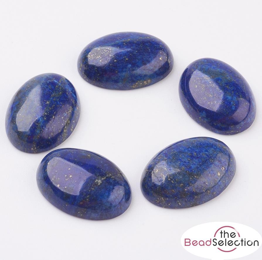 2 LAPIS LAZULI GEMSTONE CABOCHONS OVAL 25mm X 18mm FLAT BACKED CAMEO GCA4
