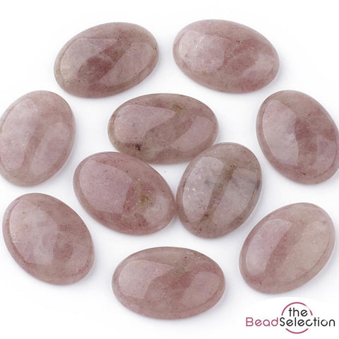 2 STRAWBERRY QUARTZ GEMSTONE CABOCHONS OVAL 25mm X 18mm FLAT BACKED CAMEO GCA10