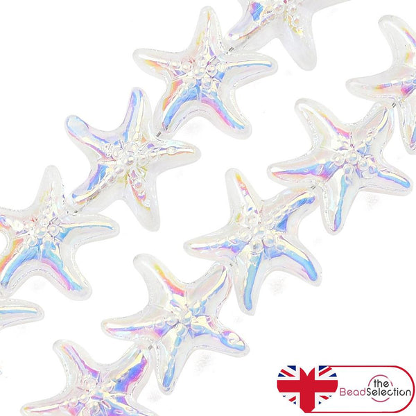 10 STAR FISH GLASS CRYSTAL BEADS PENDANTS 15mm RAINBOW AB LUSTRE GLS227