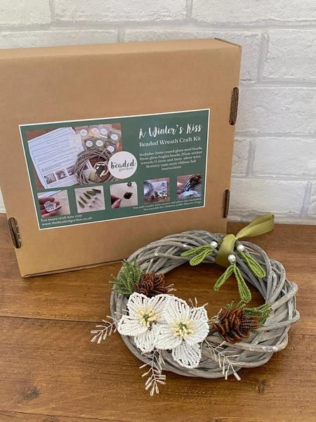 Beaded Flower Kit Winters Kiss Wreath Craft Kit. French Beading kit (TBG-AWKW)