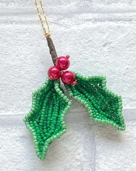 Beaded Flower Kit Christmas Holly Flower Craft Kit. French Beading kit (TBG-HB)