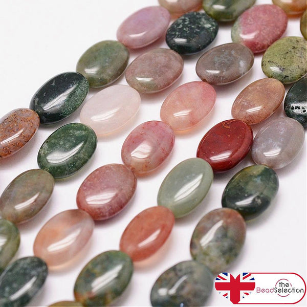 10 Natural Indian Agate Gemstone Oval Beads 18mm x 13mm Jewellery Making GS203