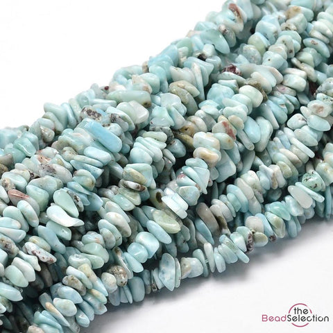 LARIMAR NATURAL GEMSTONE CHIP BEADS 10mm-5mm 1 STRAND GC76