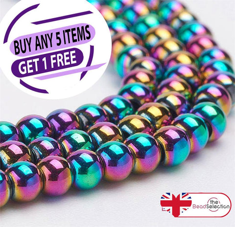 PREMIUM QUALITY 3mm MAGNETIC RAINBOW ROUND HEMATITE BEADS 145+ 1 STRING HEM67