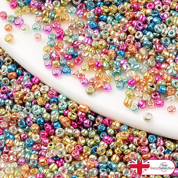 50g Metallic Mix Glass Seed Beads 11/0- 2mm jewellery making