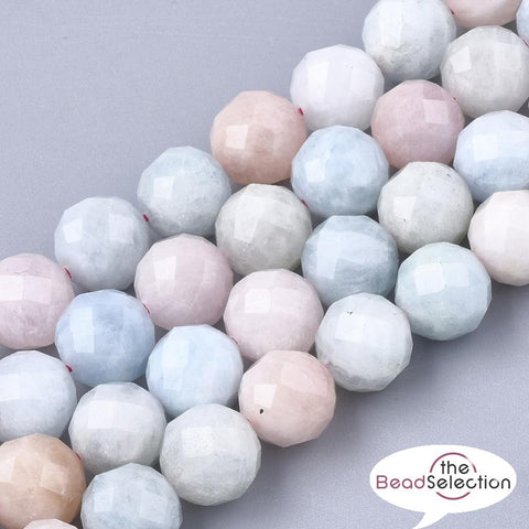 25 PREMIUM QUALITY MORGANITE FACETED ROUND GEMSTONE BEADS 8mm GS75