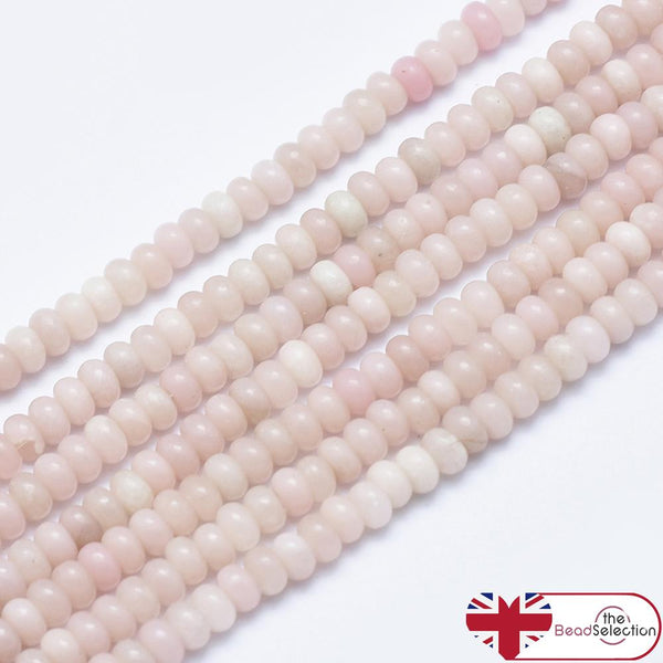 50 Pink Opal Gemstone Rondelle Flat Round Beads 4mm Jewellery Making GS205