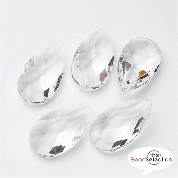 10 CLEAR CRYSTAL GLASS FACETED SUN CATCHER DROP PENDANTS 22mm GLS239