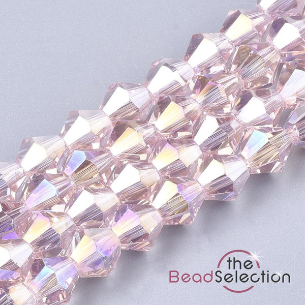 50 FACETED CRYSTAL GLASS BICONE BEADS 6mm SUN CATCHER COLOUR CHOICE 1 strand