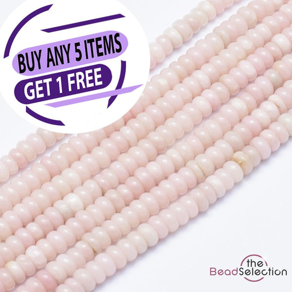 50 Pink Opal Gemstone Rondelle Flat Round Beads 4mm Jewellery Making GS205