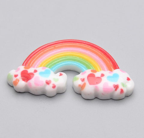 10 RAINBOW ACRYLIC RESIN 28mm CABOCHONS BEADS PRIDE TOP QUALITY CAB17