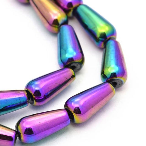 PREMIUM QUALITY RAINBOW HEMATITE TEAR DROP BEADS 16mm x 8mm 10 BEADS