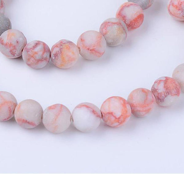 20 PREMIUM QUALITY FROSTED RED ORANGE NETSTONE ROUND GEMSTONE BEADS 10mm GS60