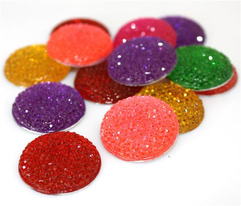 10 x SPARKLY ACRYLIC RESIN RHINESTONE CABOCHONS 24mm FLAT BACKED  CAB29