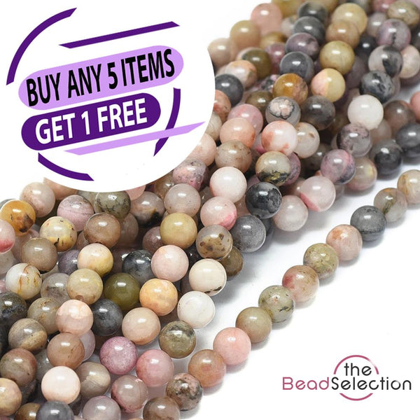 Rhodonite Round Gemstone Beads 8mm 25 Beads Jewellery Making GS207
