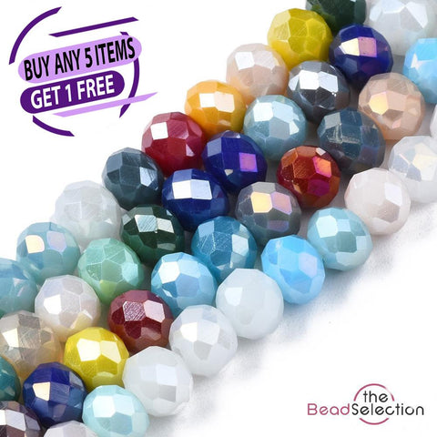Faceted Glass Rondelle Round Beads Mixed Crystal 6mm 90+ 1 STRAND R16