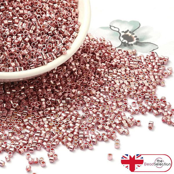 20g Approx 2500 Metallic Rose Gold Glass Seed Beads Bugle 11/0- 2mm