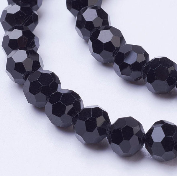 FACETED ROUND CRYSTAL GLASS BEADS 4mm 6mm 8mm COLOUR CHOICE