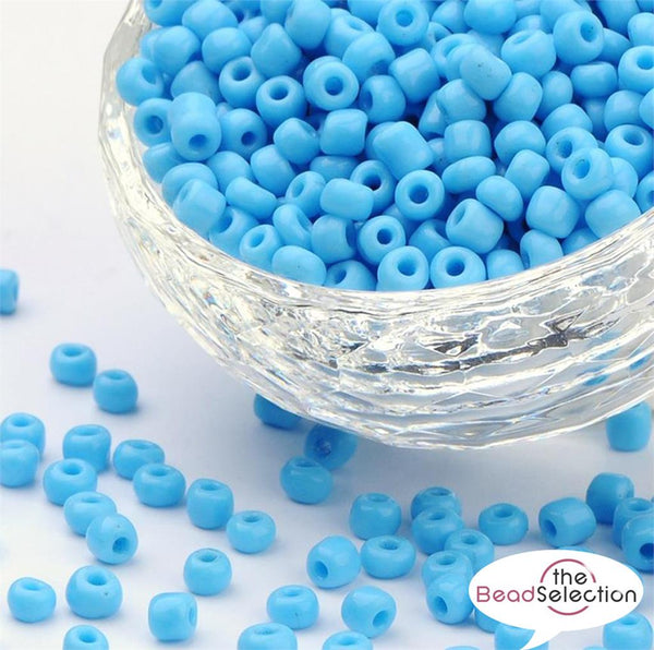 100g  BABY BLUE OPAQUE SEED BEADS GLASS 11/0 2mm 8/0 3mm 6/0 4mm