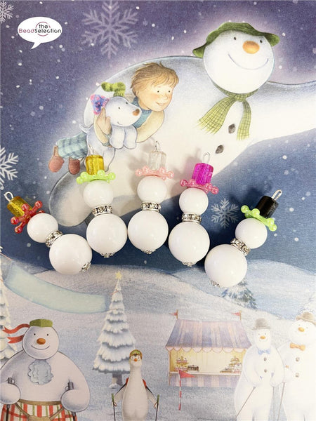 5 XMAS SNOWMAN BEAD KIT TREE ORNAMENT CHARM FULL INSTRUCTIONS SMALL 40mm