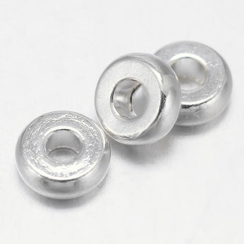 10 ROUND FLAT DISC DONUT SPACER BEADS 6mm BRIGHT TIBETAN SILVER TS6