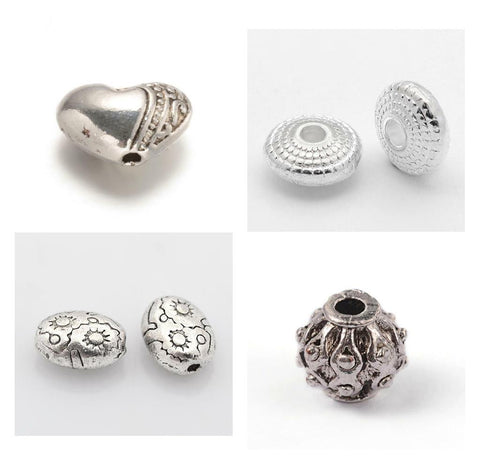 20 TIBETAN SILVER SPACER BEADS CHARMS OVAL ROUND DISC HEART CHOICE TOP QUALITY