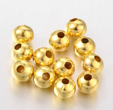 5mm ROUND METAL SPACER BEADS GOLD PLATED 100 per bag Jewellery making TS69