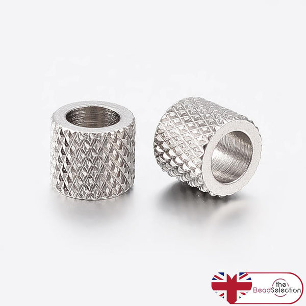 10 STAINLESS STEEL 304 SPACER BEADS 5mm NURLED ROUND LARGE HOLE 3mm STA31