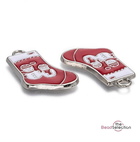 5 XMAS STOCKING ENAMEL CHARMS PENDANT 26mm TOP QUALITY C219