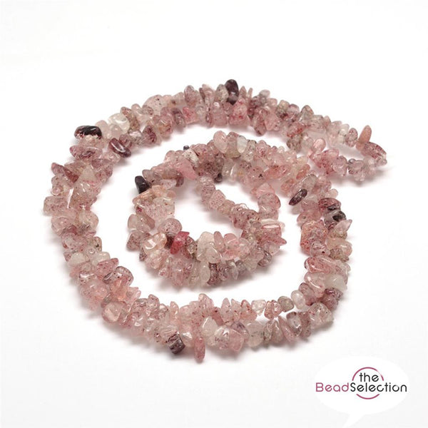 STRAWBERRY QUARTZ SPECKLED GEMSTONE CHIP BEADS 5mm - 8mm 1 strand 240+ GC46
