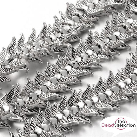 20 TIBETAN SILVER ANGEL WINGS SPACER BEADS 20mm JEWELLERY MAKING (TS3)