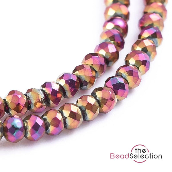 Tiny Purple Faceted Glass Rondelle Round Beads 2mm x 1.5mm 220+ 1 STRAND GLS136