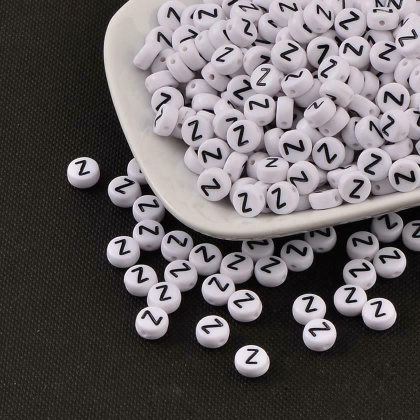 1000 Pcs Acrylic Letter Beads for Bracelets, Round Alphabet Beads 4x7mm A-Z  Sorted, Letter Spacer Beads Bulk for Jewelry Bracelet Making (White/Black  Letter Beads with Gold Letter) : : Home & Kitchen