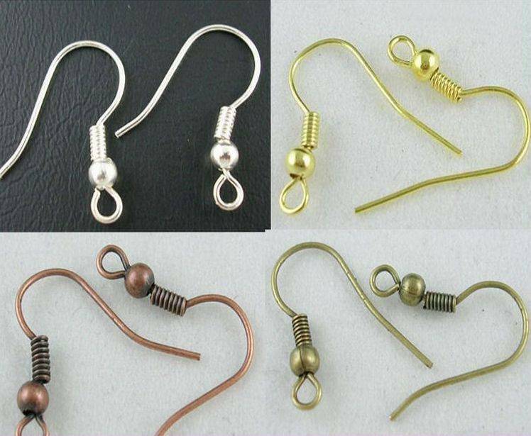 18mm Spring Coil and Ball FISH HOOKS EarWires Earrings Jewellery Findings  Brass DIY Silver, Gold or