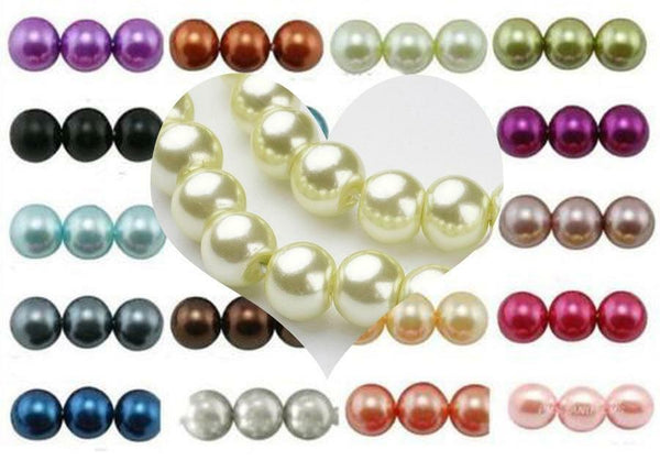 GLASS PEARL BEADS ROUND 8mm