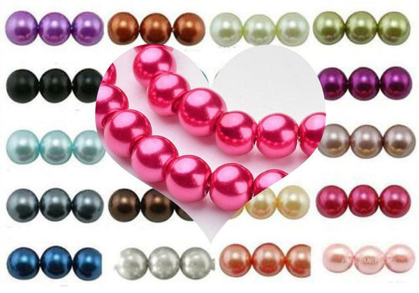 GLASS PEARL BEADS ROUND 8mm