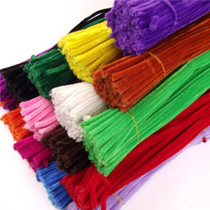 100 PIPE CLEANERS CHENILLE STEM TINSEL XMAS GARLAND 12" 30CM ASSORTED COLOURS