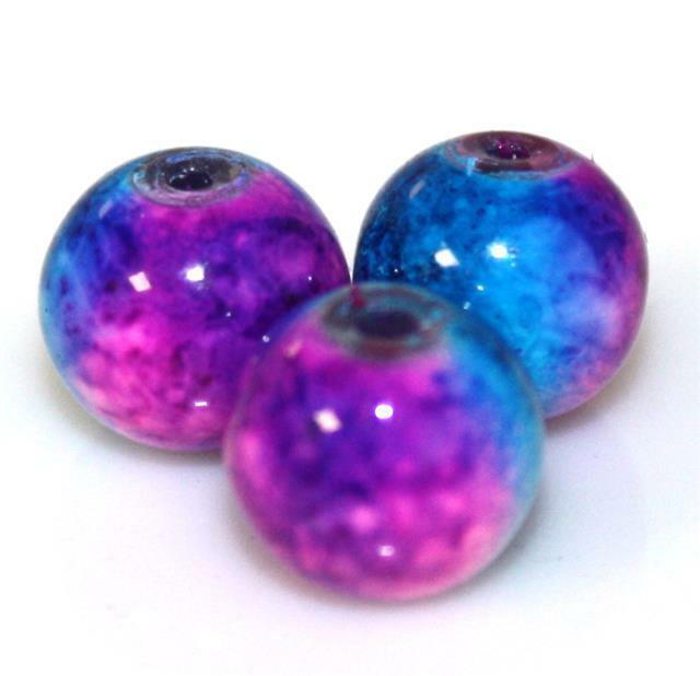COSMIC MARBLED DRAWBENCH GLASS BEADS 50 x 8mm or 70 x 6mm COLOUR CHOIC –  The Bead Selection