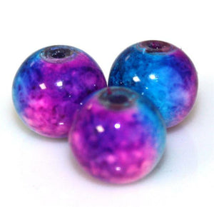 COSMIC MARBLED DRAWBENCH GLASS BEADS  50 x 8mm or 70 x 6mm COLOUR CHOICE