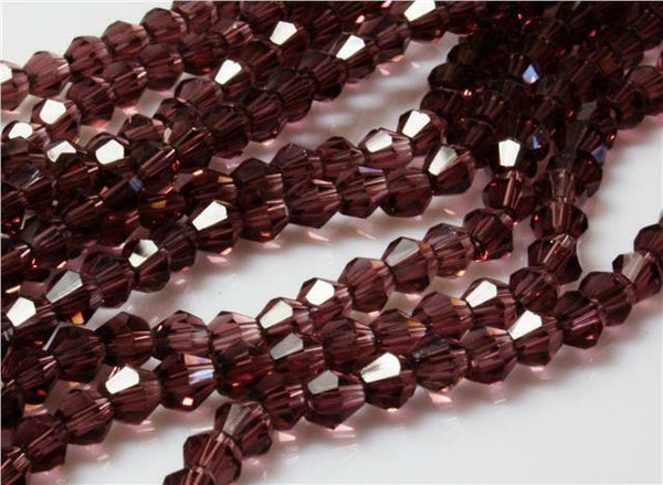 150+ TINY FACETED CRYSTAL GLASS BICONE BEADS 1 strand 3mm x 2mm COLOUR CHOICE