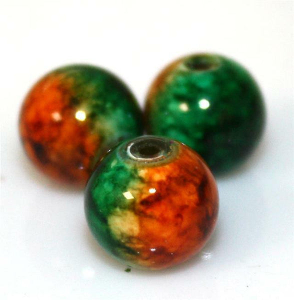 COSMIC MARBLED DRAWBENCH GLASS BEADS  50 x 8mm or 70 x 6mm COLOUR CHOICE