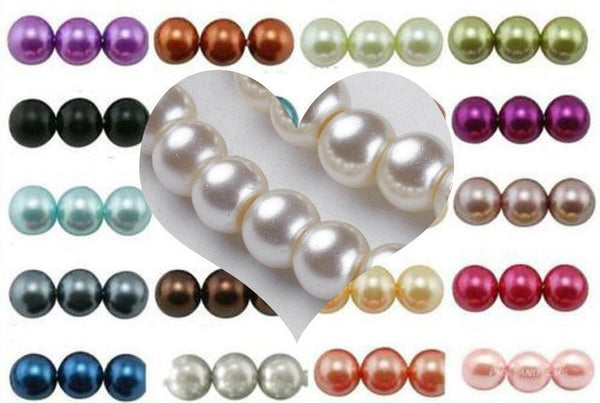 GLASS PEARL BEADS ROUND 8mm