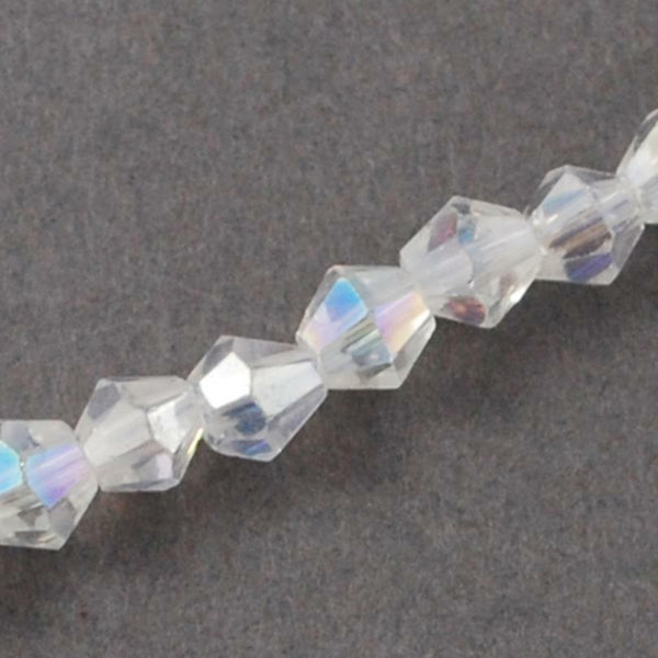 150+ TINY FACETED CRYSTAL GLASS BICONE BEADS 1 strand 3mm x 2mm COLOUR CHOICE