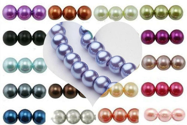GLASS PEARL BEADS ROUND 8mm