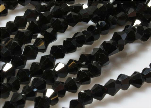 150+ TINY FACETED CRYSTAL GLASS BICONE BEADS 1 strand 3mm x 2mm COLOUR CHOICE